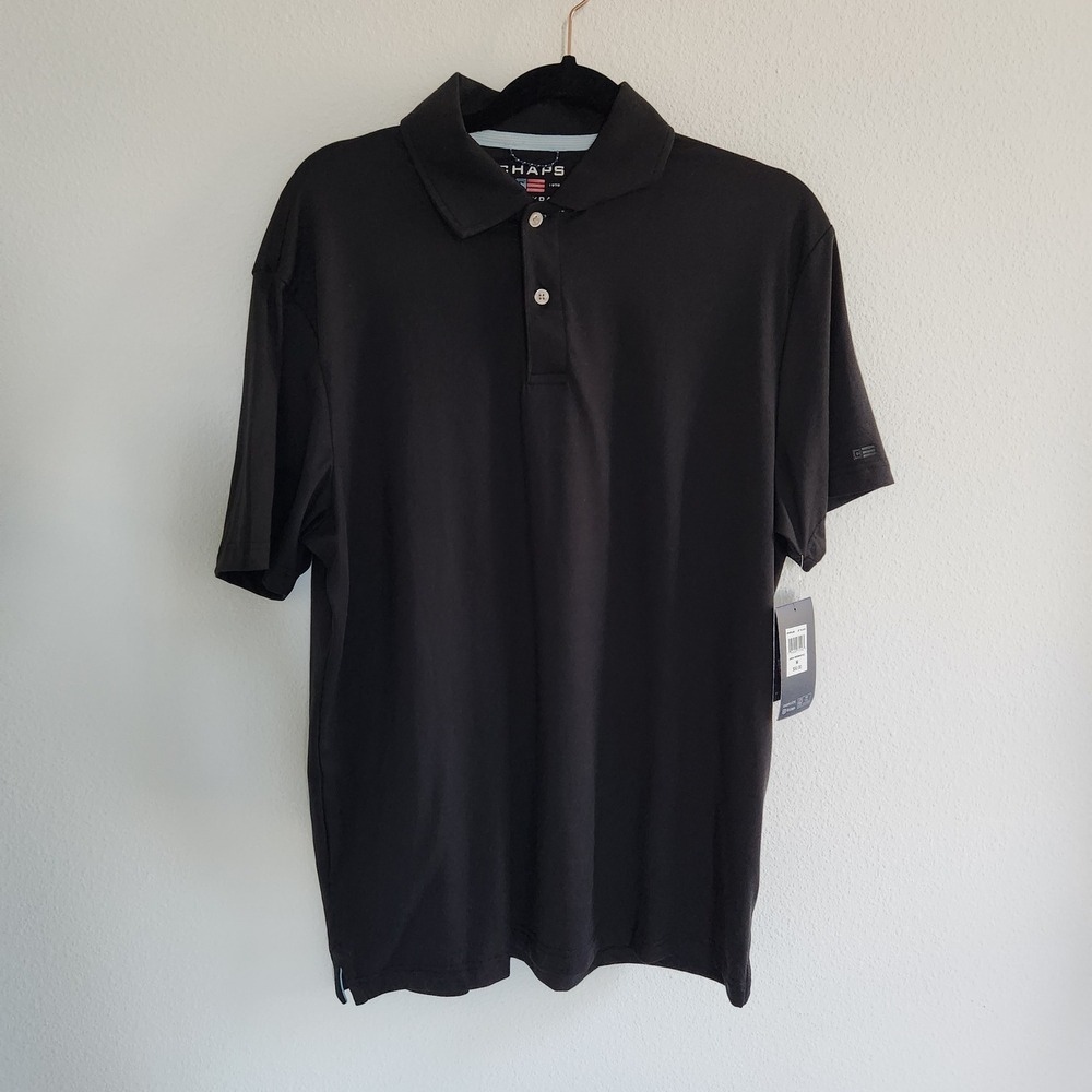 Chaps Performance Polo Shirt Jet Black Short‎ Sleeve Men's size M NWT
